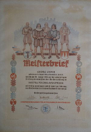Meisterbrief von Georg Oeder
